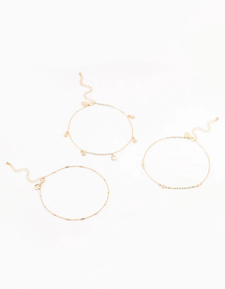 Gold Tab Diamante Star Chokers 3-Pack