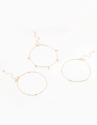 Gold Tab Diamante Star Chokers 3-Pack