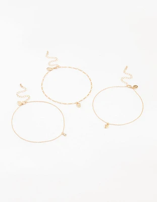 Gold Diamante & Heart Locket Choker 3-Pack