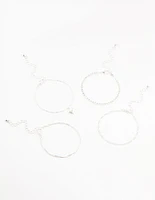 Silver Star Drop Heart Bracelets 4-Pack