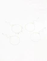 Silver Diamante Pearl Droplet Bracelets 4-Pack