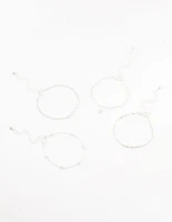 Silver Paperclip Pearl Bracelets 4-Pack