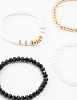 Gold Pearl & Disc Bracelets 5-Pack