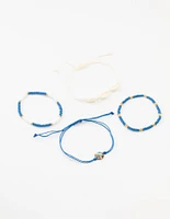 Light Blue Cable Beaded Bracelets 4-Pack