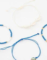 Light Blue Cable Beaded Bracelets 4-Pack