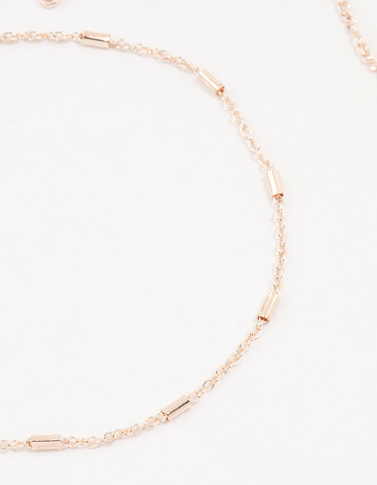 Rose Gold Tab Butterfly Anklets 3-Pack