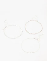 Silver Disc & Cupchain Anklets 3-Pack