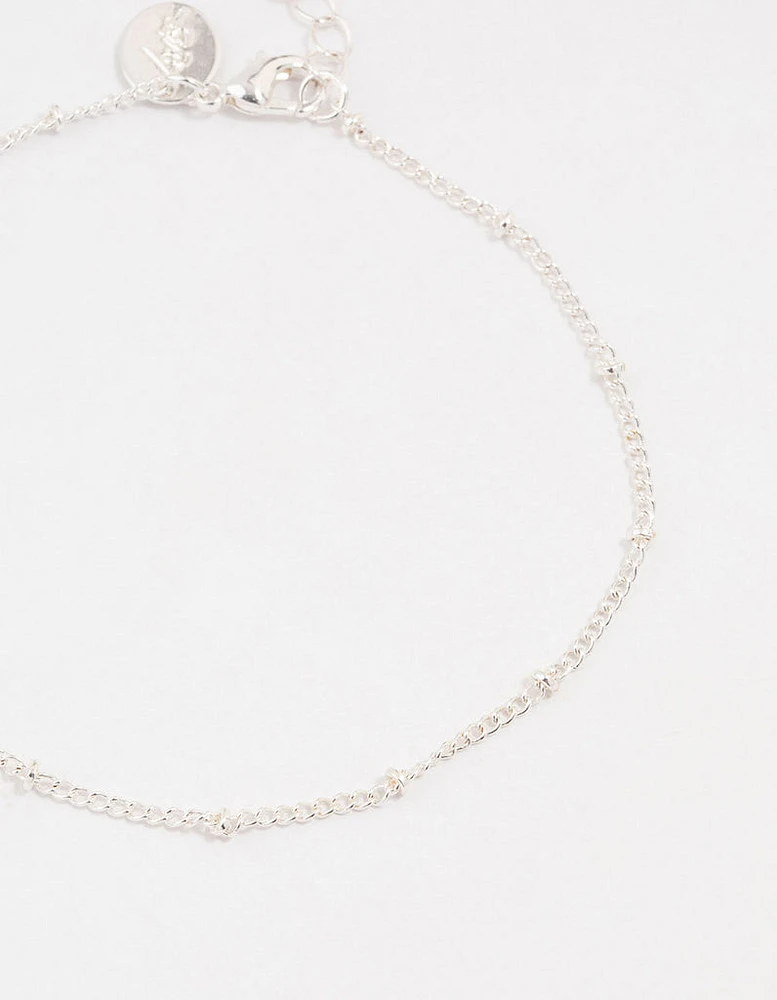 Silver Ball Chain Diamante Drop Anklets 3-Pack