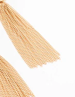 Gold Multiple Knit Tassel Drop Earrings