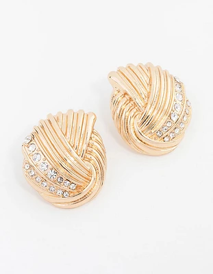 Gold Wrapped Crystal Stud Earrings