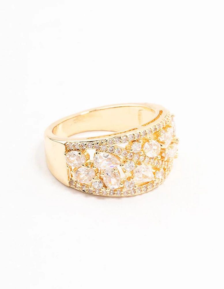 Gold Plated Mixed Stone Cubic Zirconia Ring