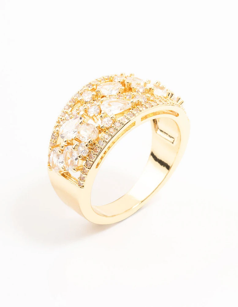 Gold Plated Mixed Stone Cubic Zirconia Ring