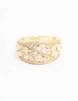 Gold Plated Mixed Stone Cubic Zirconia Ring