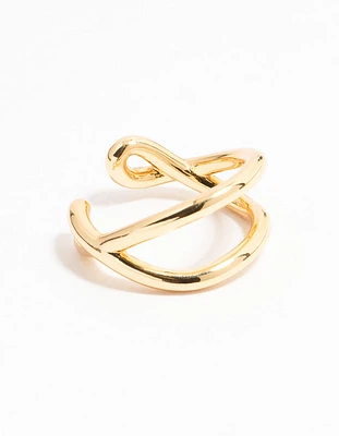 Gold Plated Wavy Double Row Ring