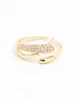 Gold Plated Cubic Zirconia Criss Cross Ring