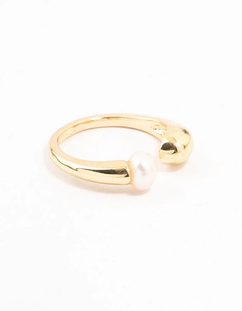 Gold Plated Open Pearl Ring