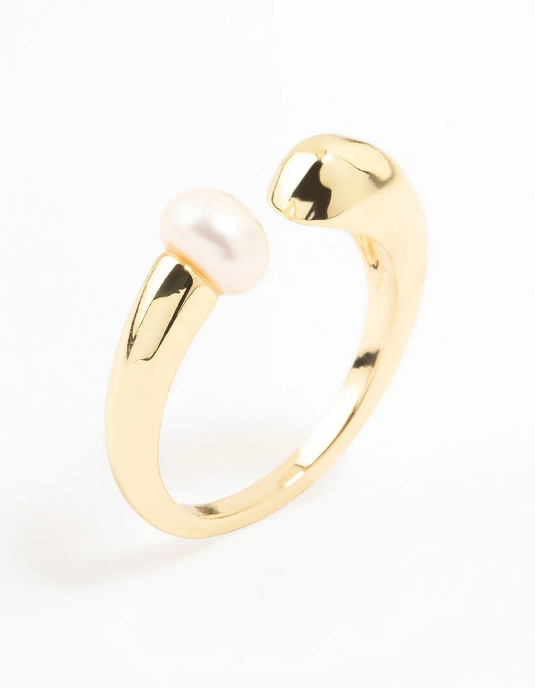 Gold Plated Open Pearl Ring