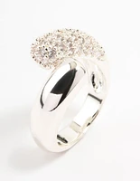 Silver Plated Pave Wrapped Cubic Zirconia Ring