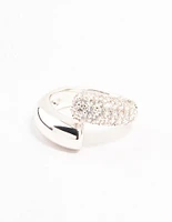 Silver Plated Pave Wrapped Cubic Zirconia Ring