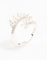 Silver Plated Wrapped Vine Cubic Zirconia Ring