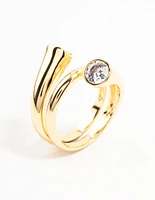 Gold Plated Round Cubic Zirconia Wrapped Ring