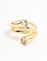 Gold Plated Round Cubic Zirconia Wrapped Ring