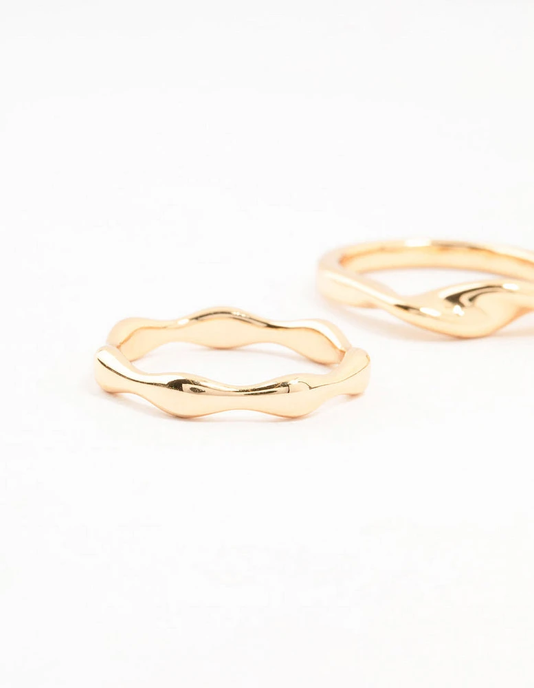 Gold  Plated Irregular Stacking Rings 3-Pack