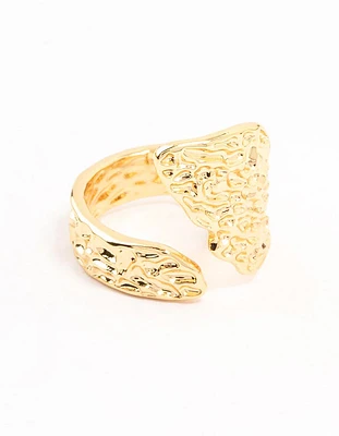 Gold Plated Textured Metal Wrap  Ring