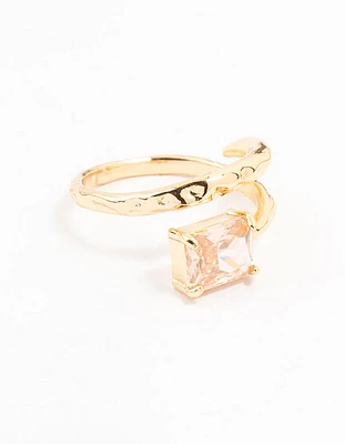 Gold Plated Rectangular Fine Wrapped Ring