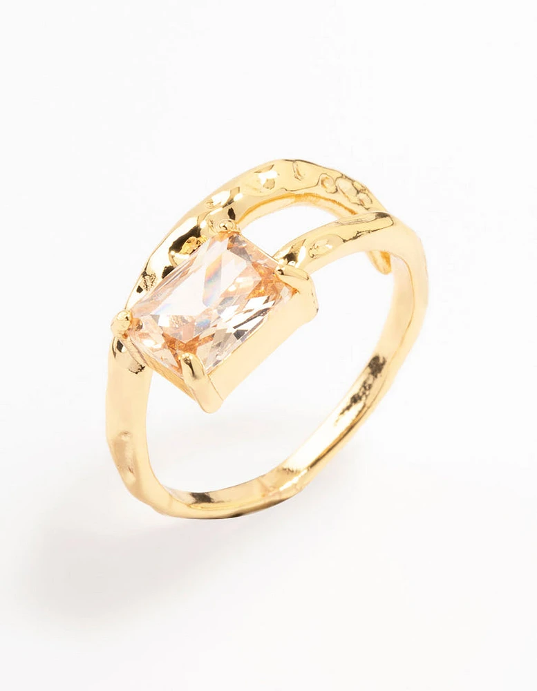 Gold Plated Rectangular Fine Wrapped Ring