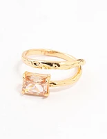 Gold Plated Rectangular Fine Wrapped Ring
