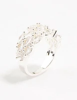 Silver Plated Marquise Cubic Zirconia Open Ring