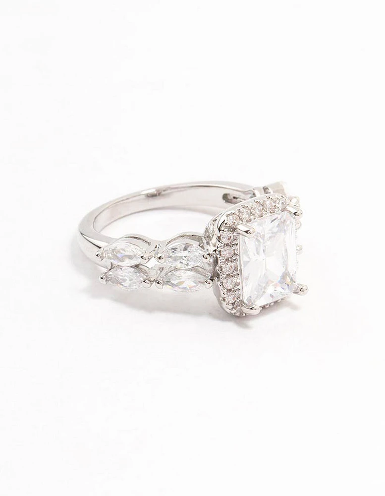 Silver Eloquent Cubic Zirconia Rectangular Ring