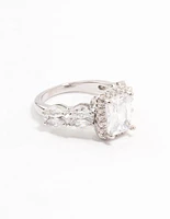 Silver Eloquent Cubic Zirconia Rectangular Ring