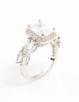 Silver Eloquent Cubic Zirconia Rectangular Ring