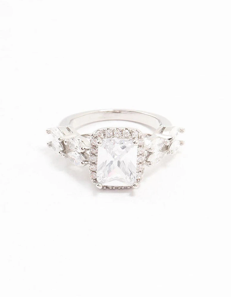 Silver Eloquent Cubic Zirconia Rectangular Ring