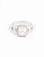 Silver Eloquent Cubic Zirconia Rectangular Ring