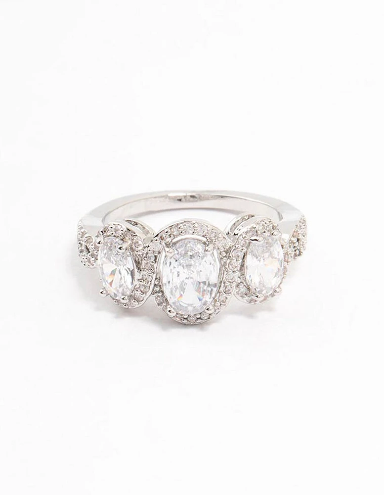 Silver Oval Trio Cubic Zirconia Ring