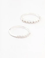 Silver Plated Fine Round Cubic Zirconia Stacking Rings 3-Pack