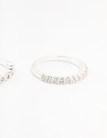 Silver Plated Fine Round Cubic Zirconia Stacking Rings 3-Pack