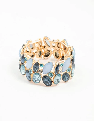 Gold Blue Cluster Bracelet