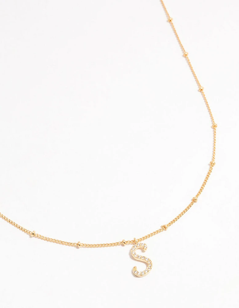 Gold Plated Cursive Initial Necklace