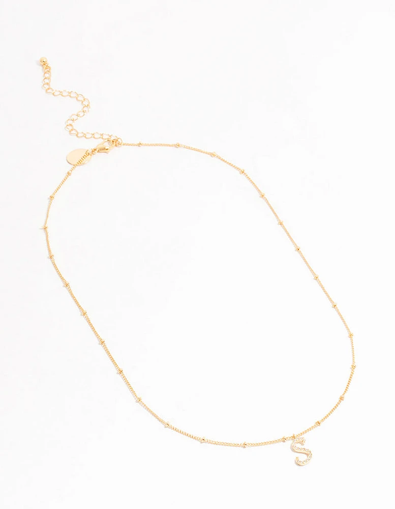 Gold Plated Cursive Initial Necklace