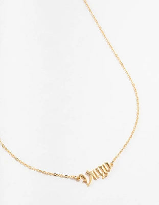 Gold Plated Virgo Gothic Script Necklace