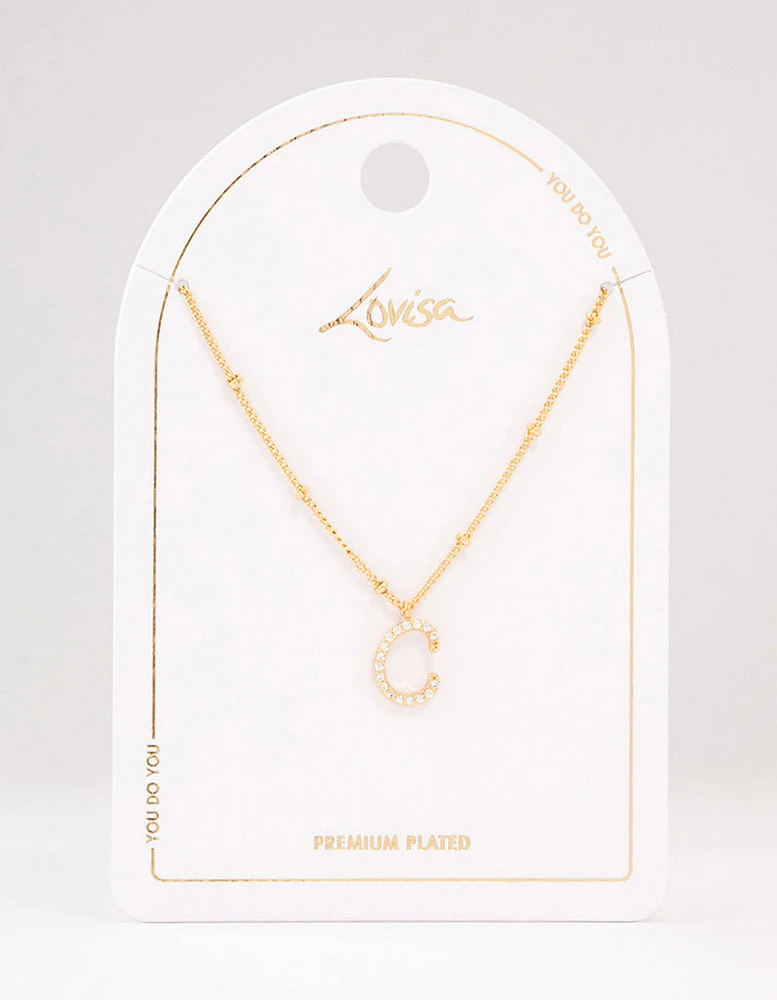 Gold Plated Cursive C Initial Necklace