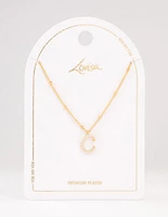 Gold Plated Cursive C Initial Necklace