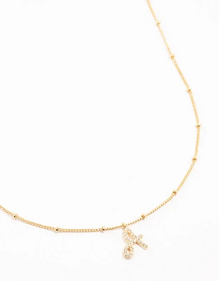 Gold Plated Cursive A Initial Necklace