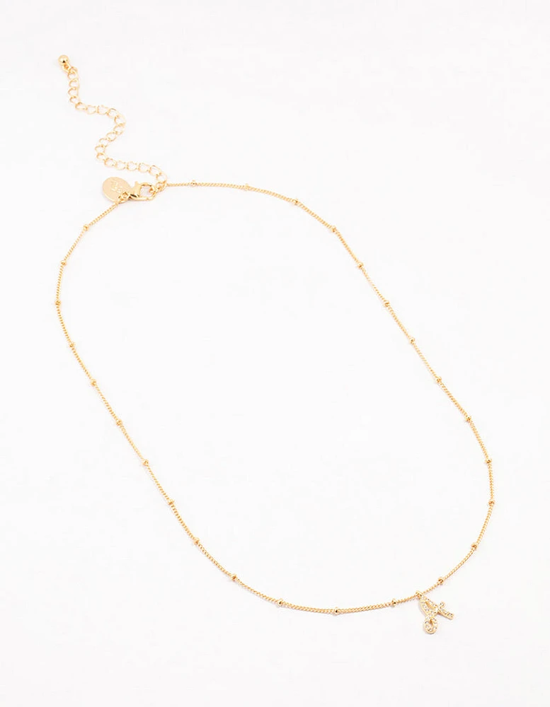 Gold Plated Cursive A Initial Necklace