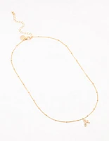 Gold Plated Cursive A Initial Necklace