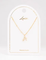 Gold Plated Cursive A Initial Necklace